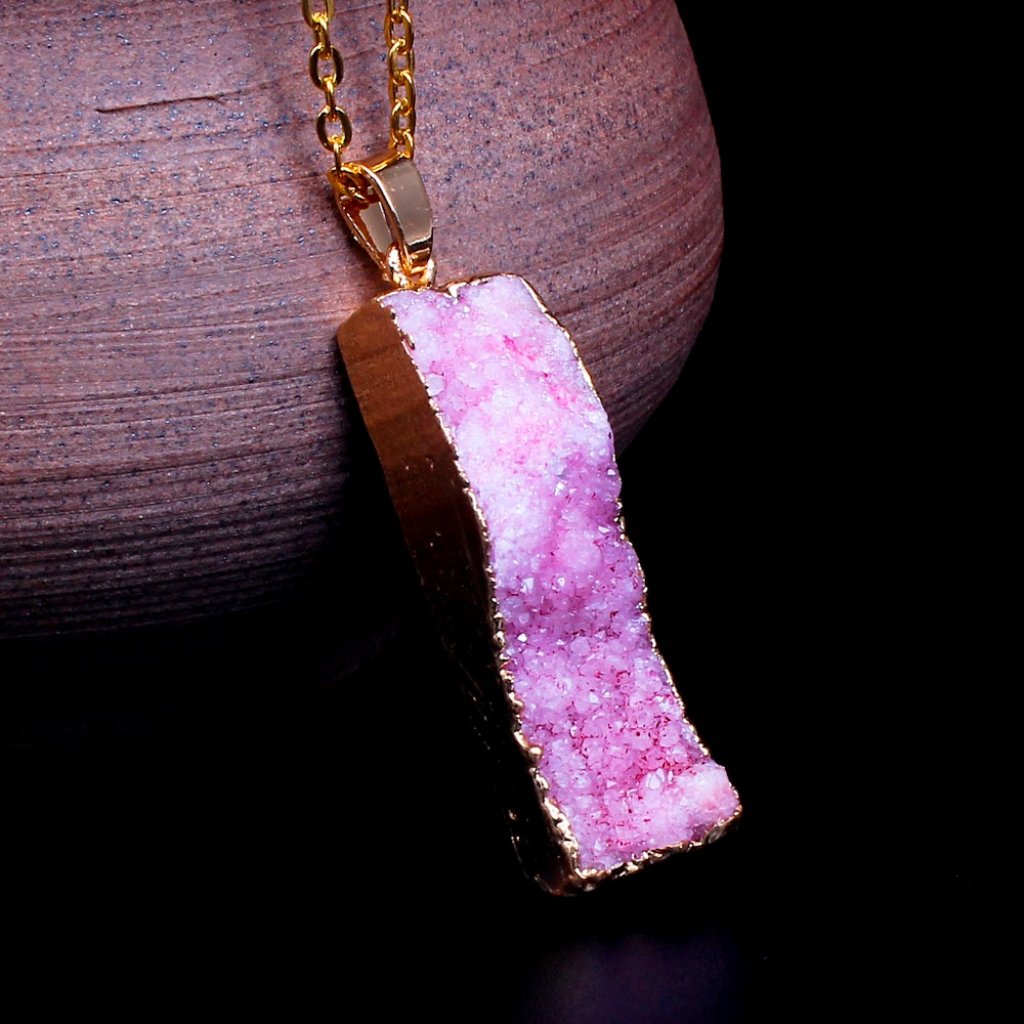 Pink Bar Stone Gold Necklace